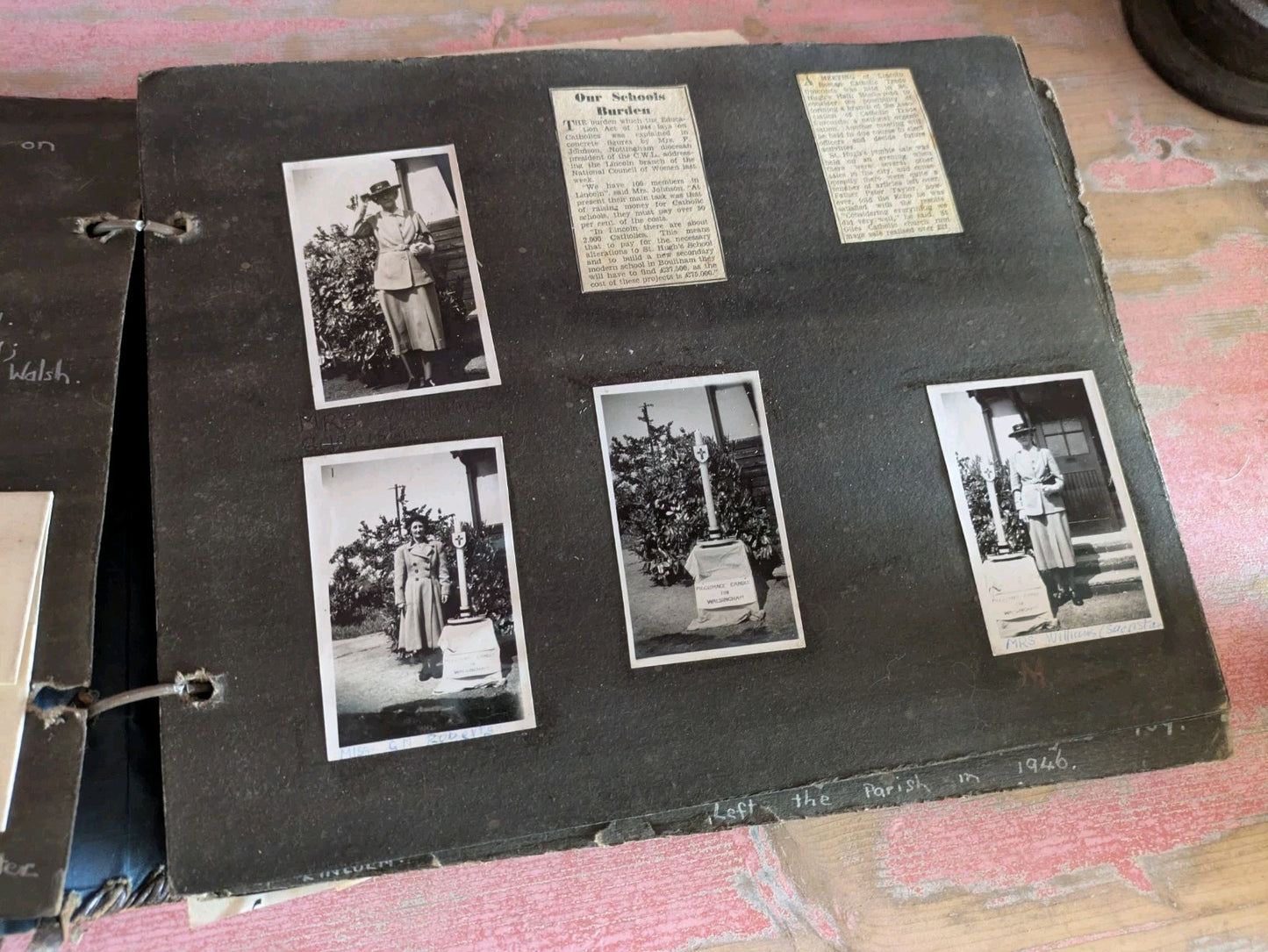 Vintage 1940s WW11 Egyptian Leather Brown Large Photo Album Full Ephemera Photos