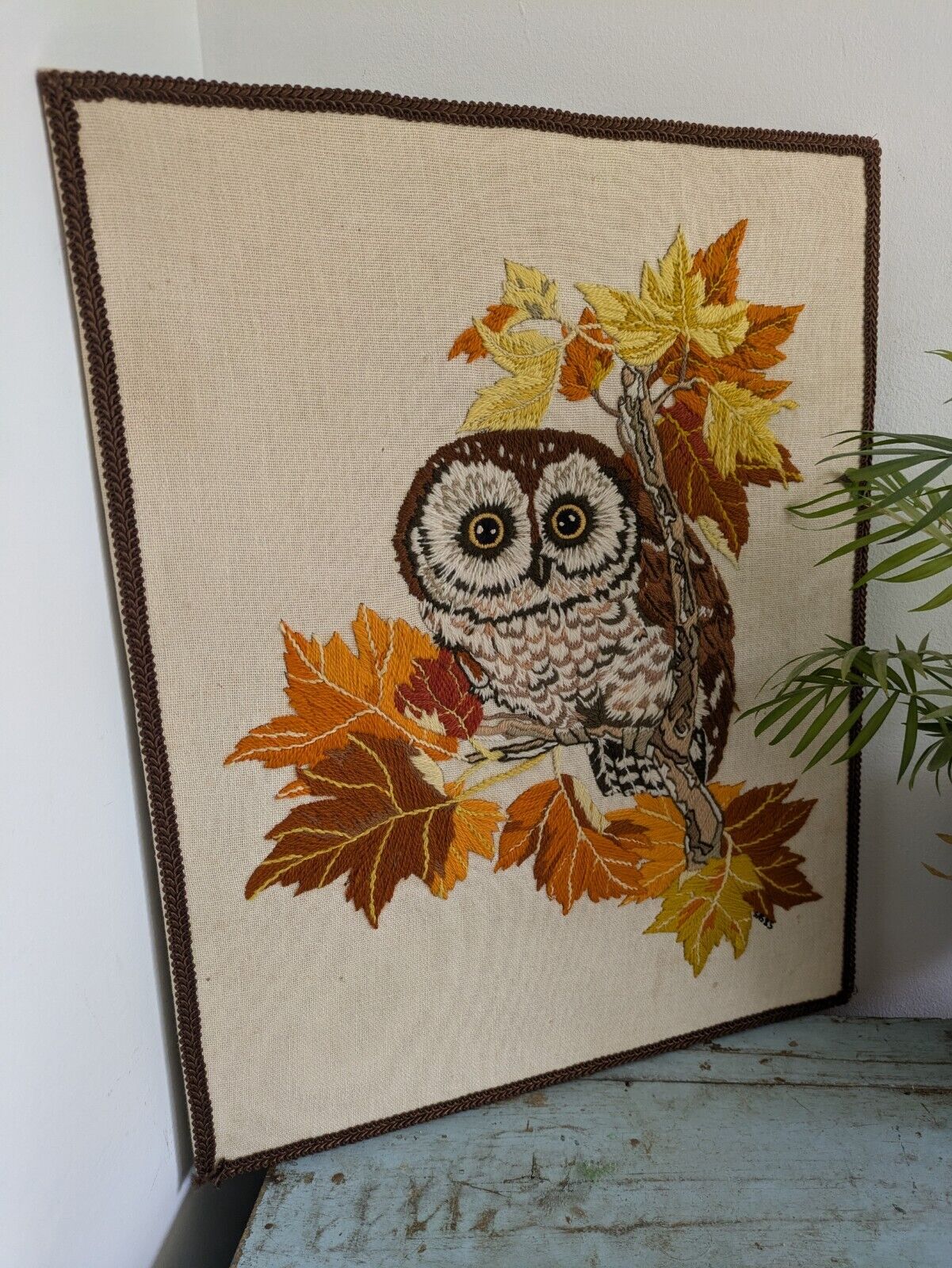 Vintage Retro Creative Dimensions Linda K Powell 1977 Owl Completed Needle Work
