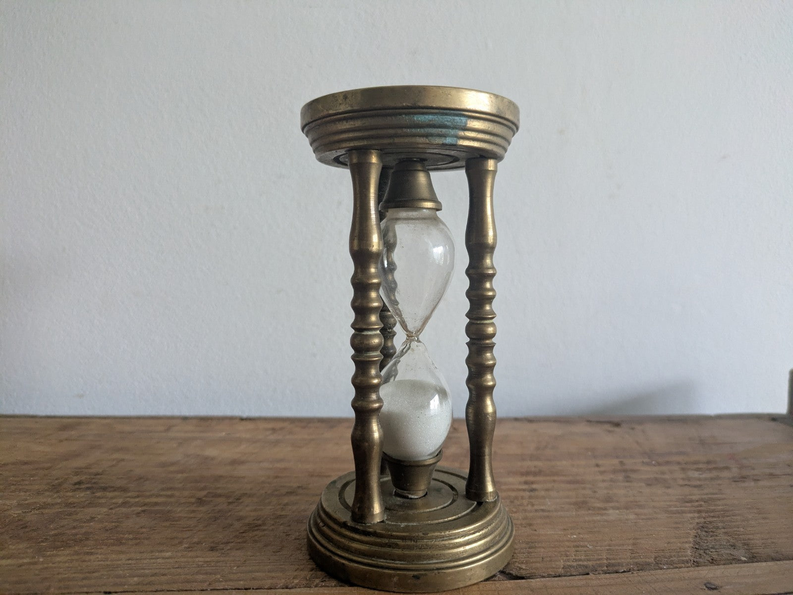 Vintage Brass Sand Hourglass - 5.5 Minute Egg Timer Nautical Star Motif Patina