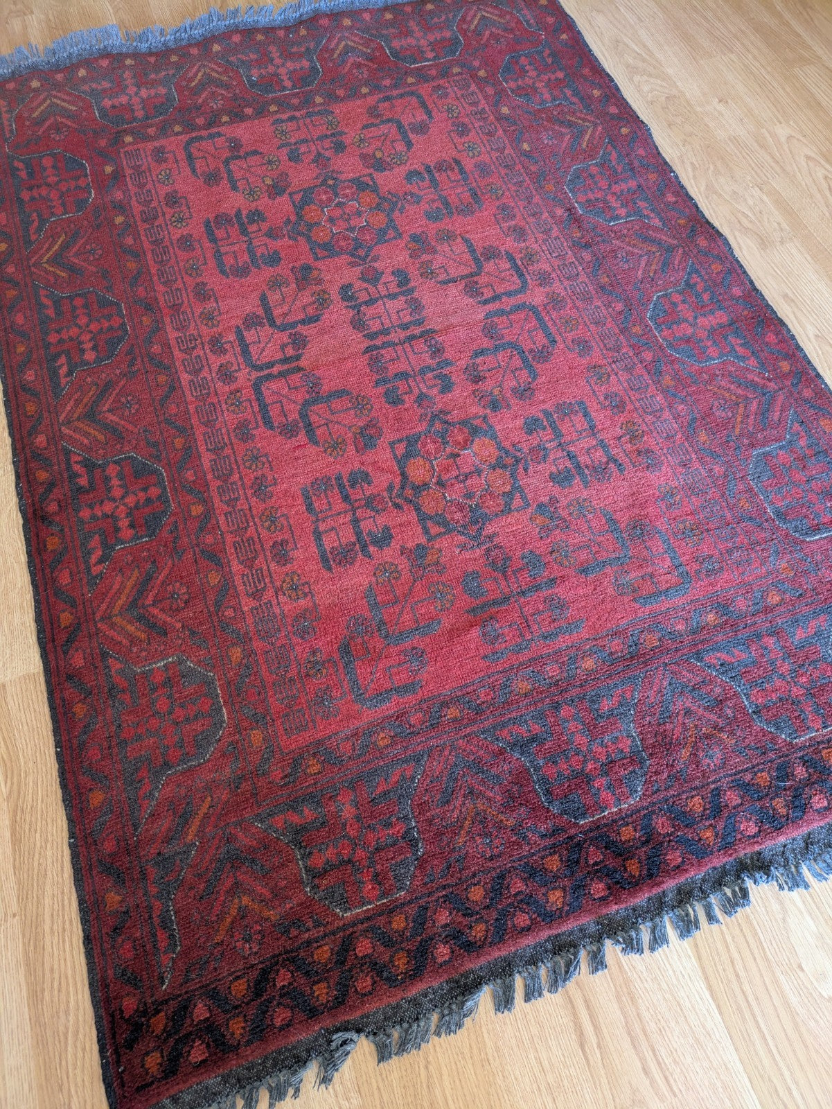 Afghan Handwoven Oriental Rug 151x99cm Top Condition Oriental Carpet Rug Red Lrg