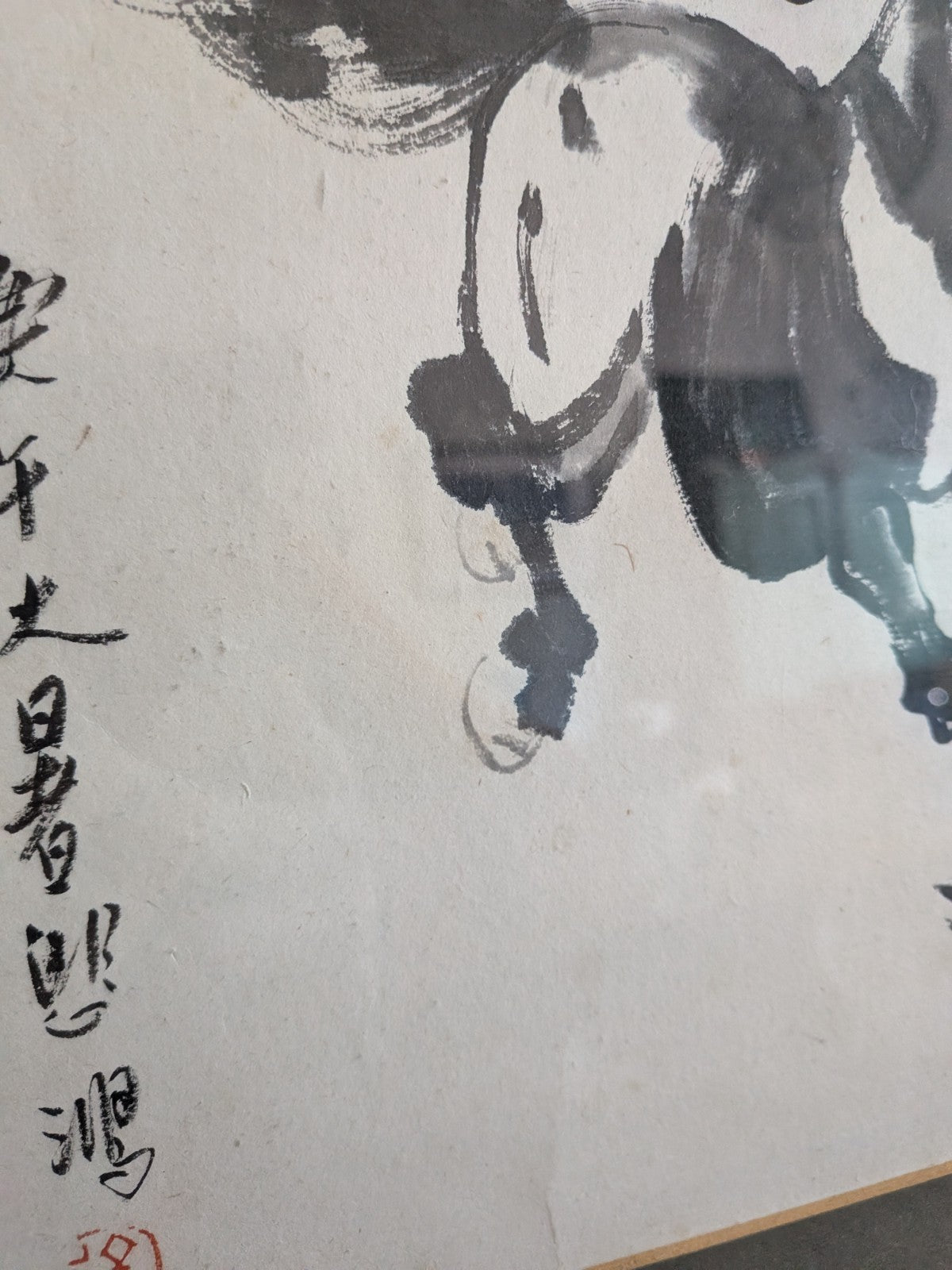 XU BEIHONG 徐悲鴻 Painting 'Horse' Collectible Chinese Art Asian Ink Frame Vintage!