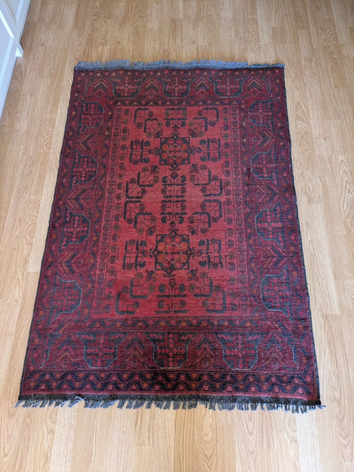 Afghan Handwoven Oriental Rug 151x99cm Top Condition Oriental Carpet Rug Red Lrg