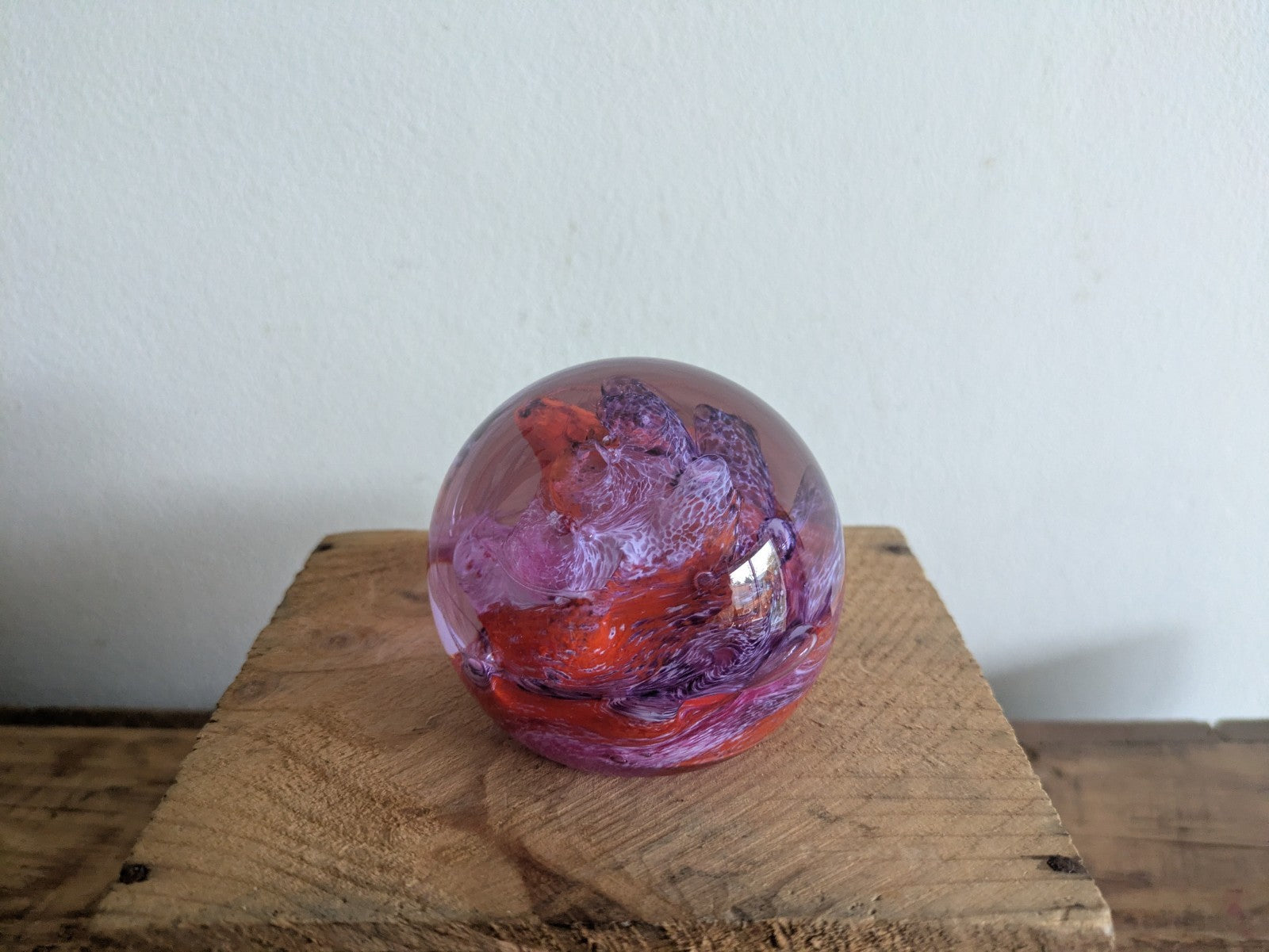 Caithness Glass Brimstone Scotland Paperweight 6cm High Purple and Red VGC Large