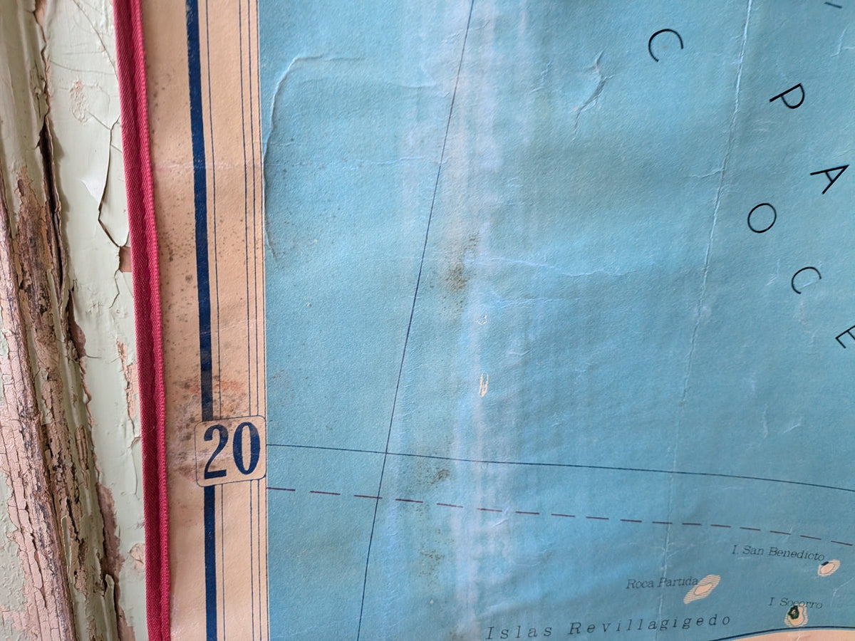 Vintage Denoyer-Geppert Social Science School Map Gulf Of Mexico 1964 Pull Down 