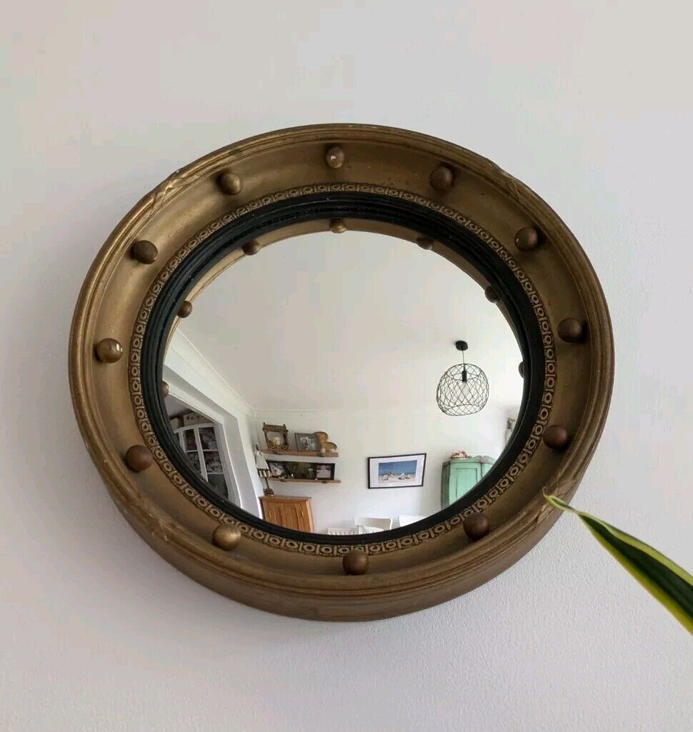 Antique Early / Mid 20th Century Butlers Porthole Convex Mirror Regency Style