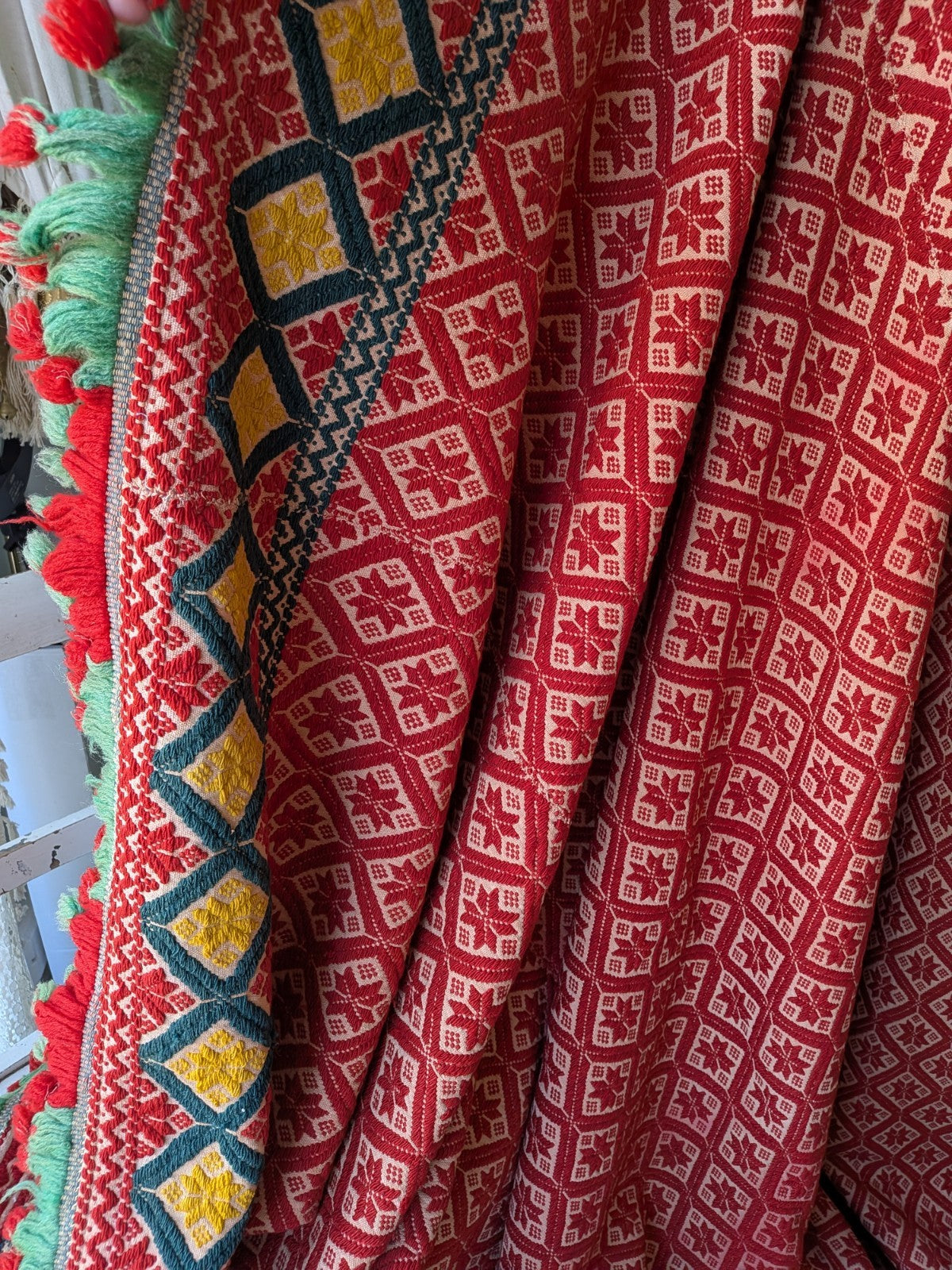 Sindhi Rald Bangladesh Blanket Handmade Woven Vintage Red Patterned Bengal Thick