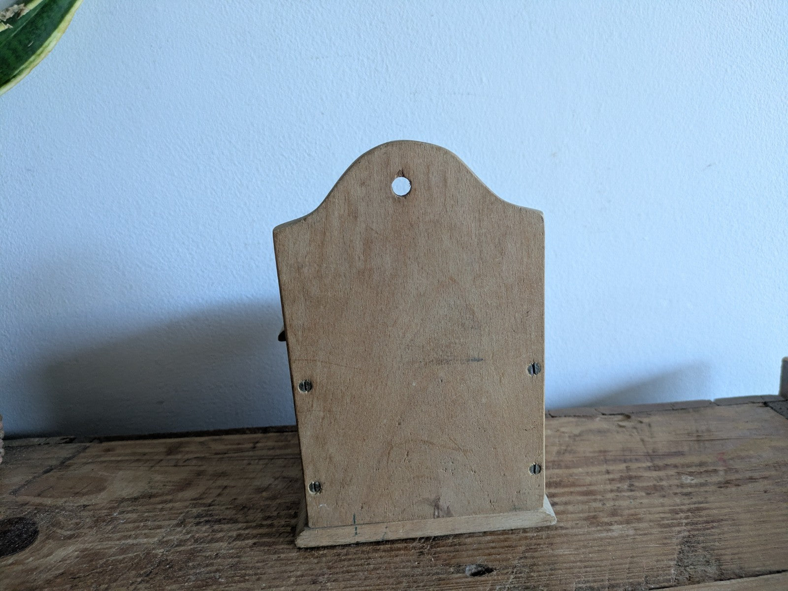 Antique Vintage Wooden Candle Salt Box Wall Sconce Key Gothic Original Old Shelf