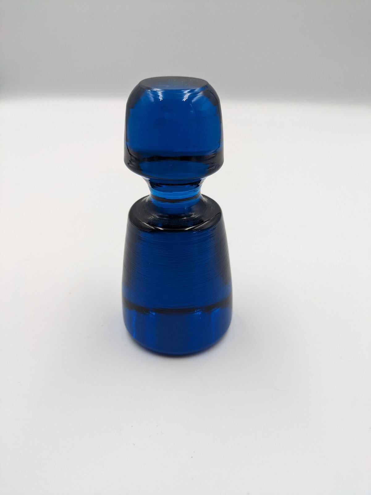 Vintage Large Krosno Cobalt Blue  Glass Decanter Bottle Stopper Paperweight 