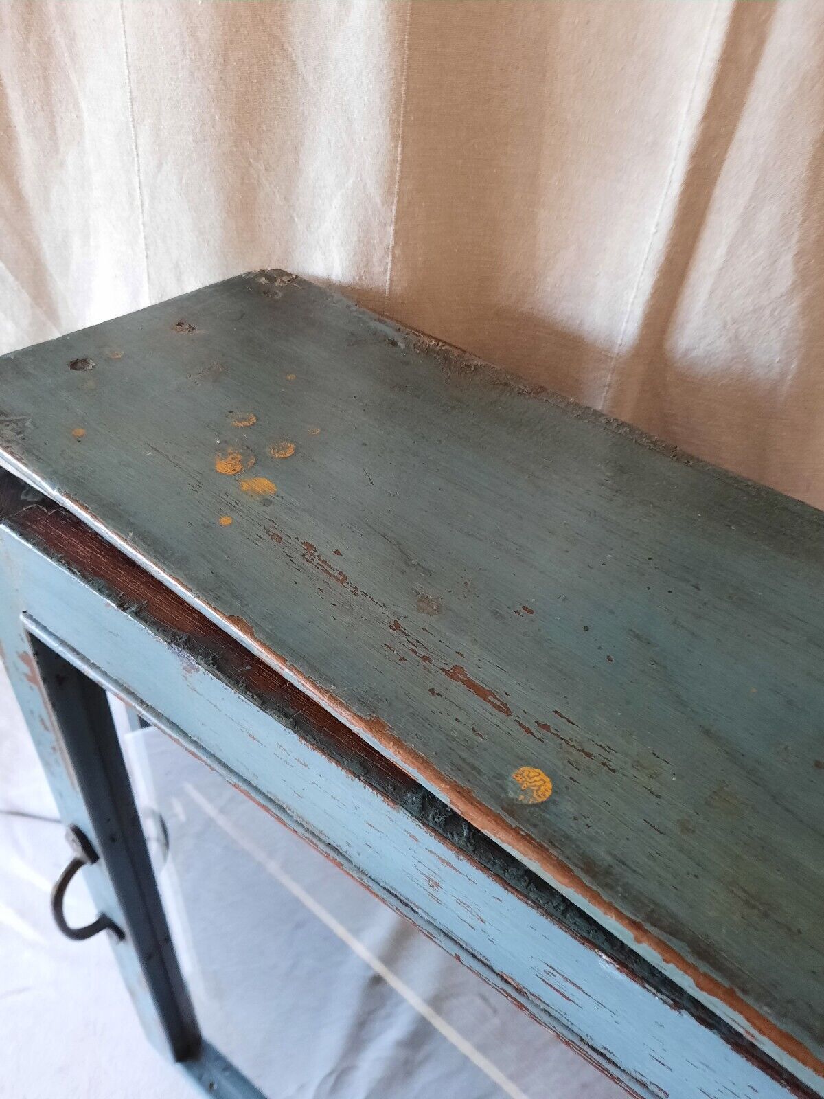 Indonesian Reclaimed Upcycled Wooden Shelving Cupboard Glazed Wall Cabinet Blue