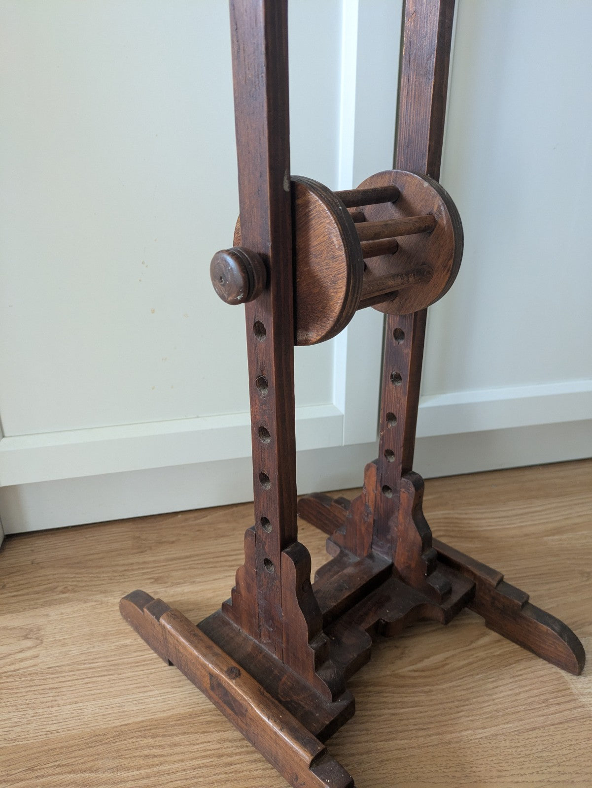 Antique Wool Winder Stand, English, Oak, Adjustable Yarn Swift, Victorian, Holde