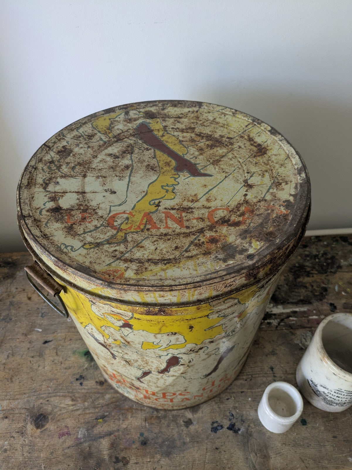 Vtg Sherry Lehmann Metal Tin Troupe De Mille Eglantine Le Can Toulouse Lautrec
