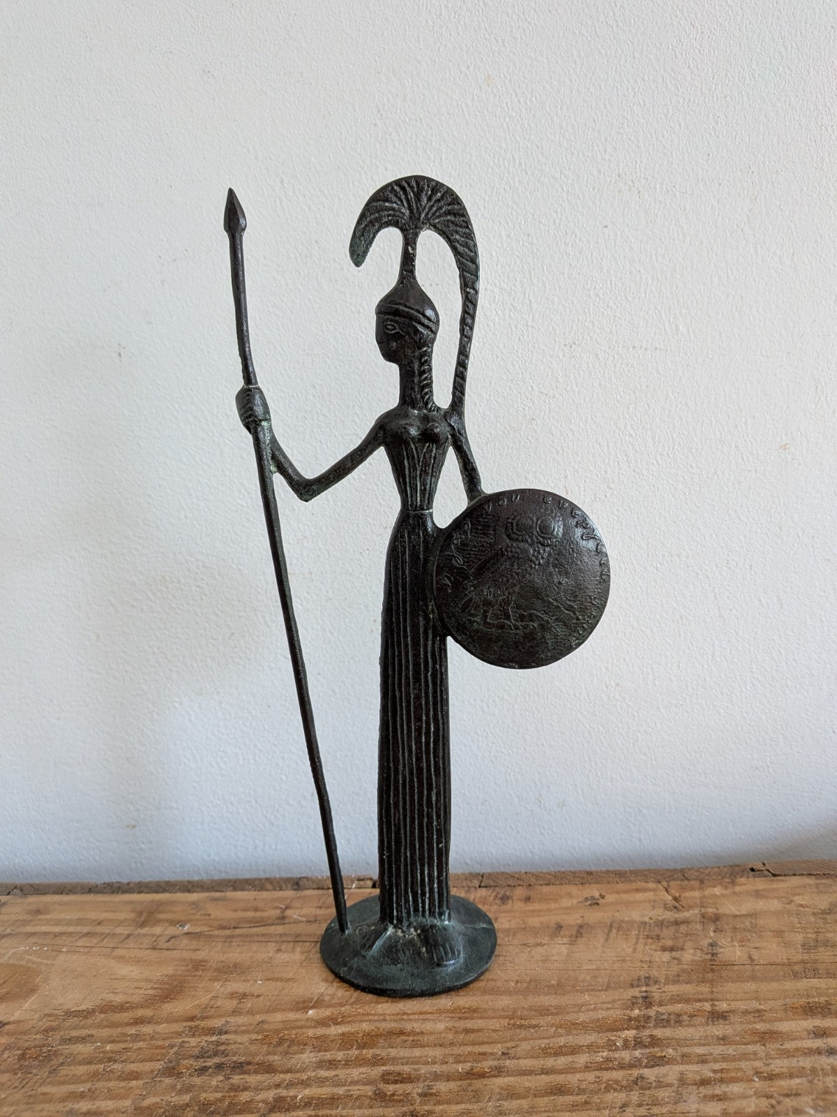 Athena Minerva Greek Roman Goddess Real Bronze Metal Art Statue Sculpture Shield