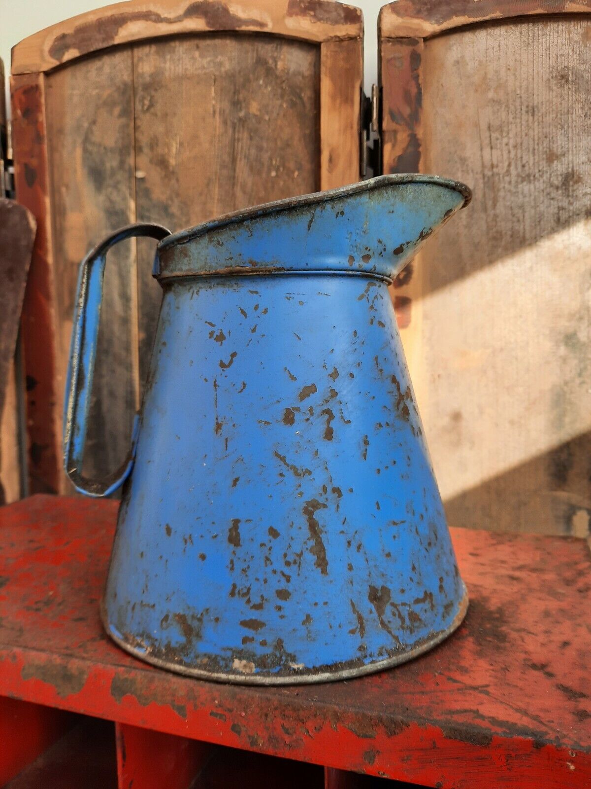 Vintage Blue Oil Jug, Pourer, Half Gallon, 1960's / 1970's Automobilia blue vase