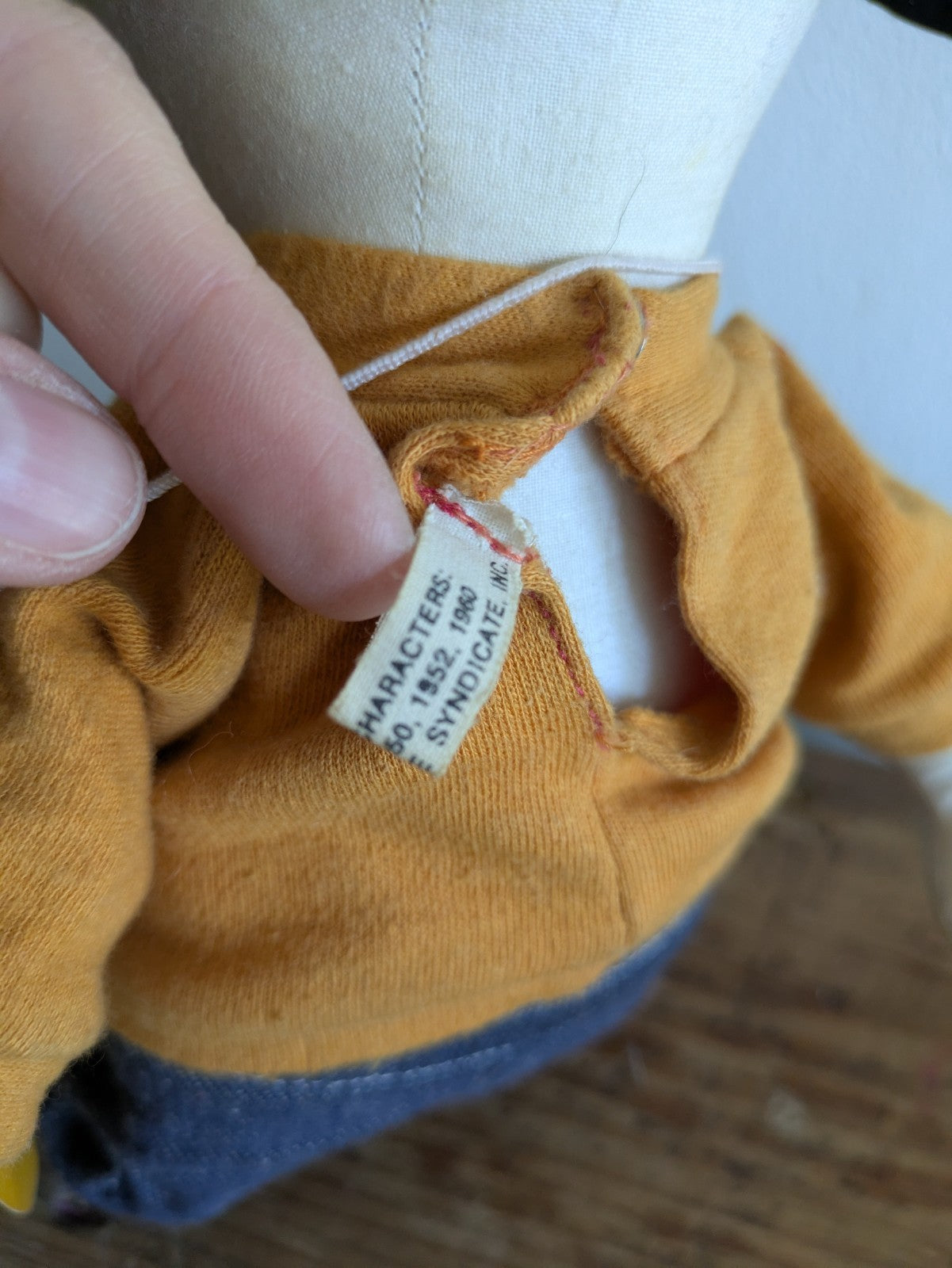 Rare Vintage 1960s Peanuts Snoopy Beige Jumper Sanforized Jeans Cloth Rag Doll L