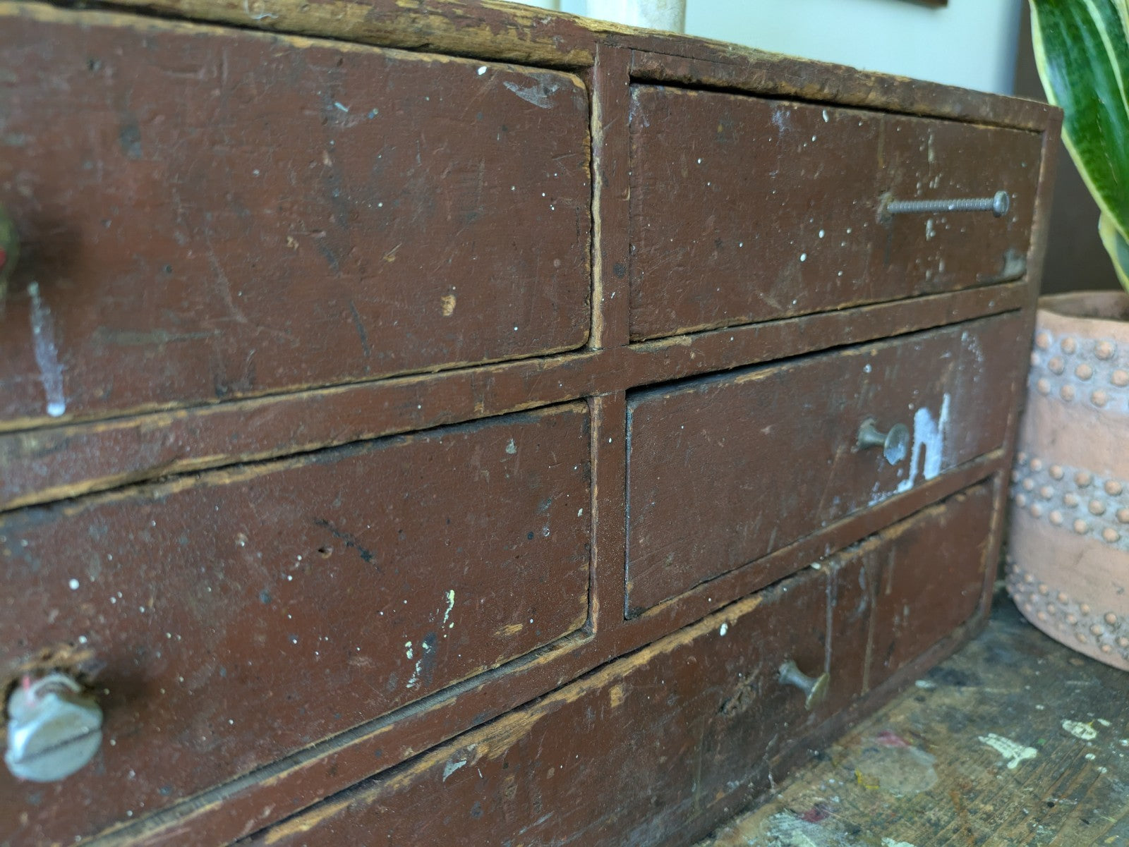 Antique Engineers Bank Of Drawers Apothecary Cabinet Chest Of Drawers Garage Vtg