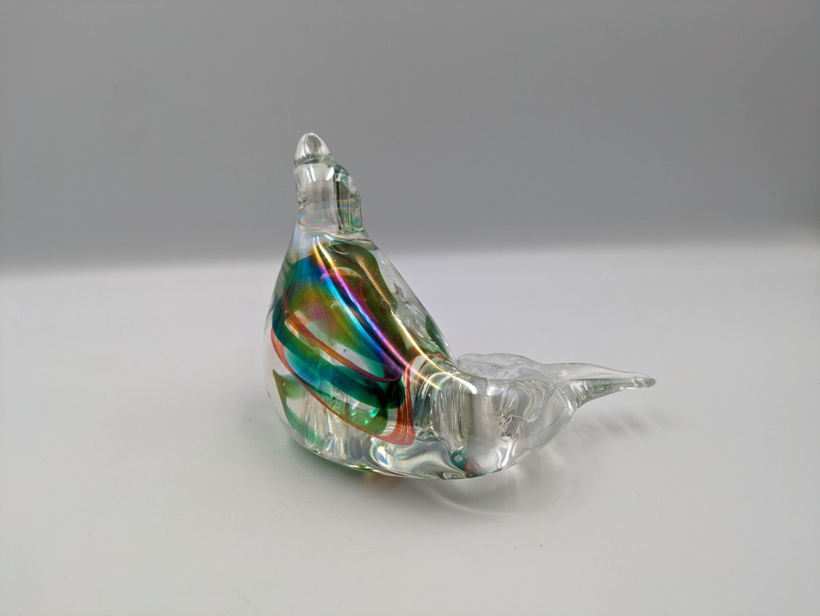 Murano Multi Colour Iridescent Art Glass Seal Paperweight Seal figure ornament