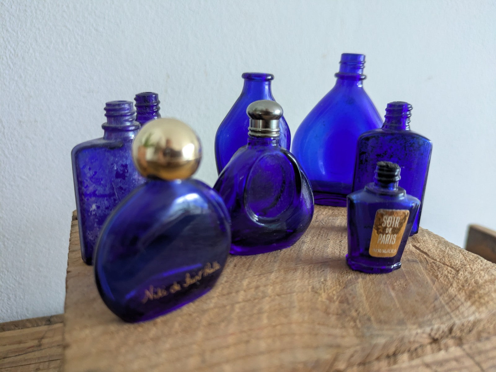 8x Niki de Saint Phalle Perfume Bottle Vtg Cobalt Blue Bourjois Soir de Paris 