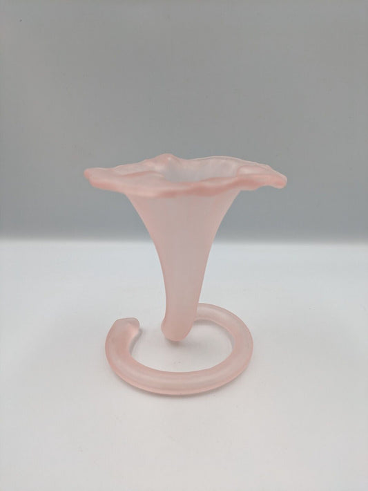 Large Pink frosted glass Vase Calla Lily Flower Design Vintage Italian Decor Vgc