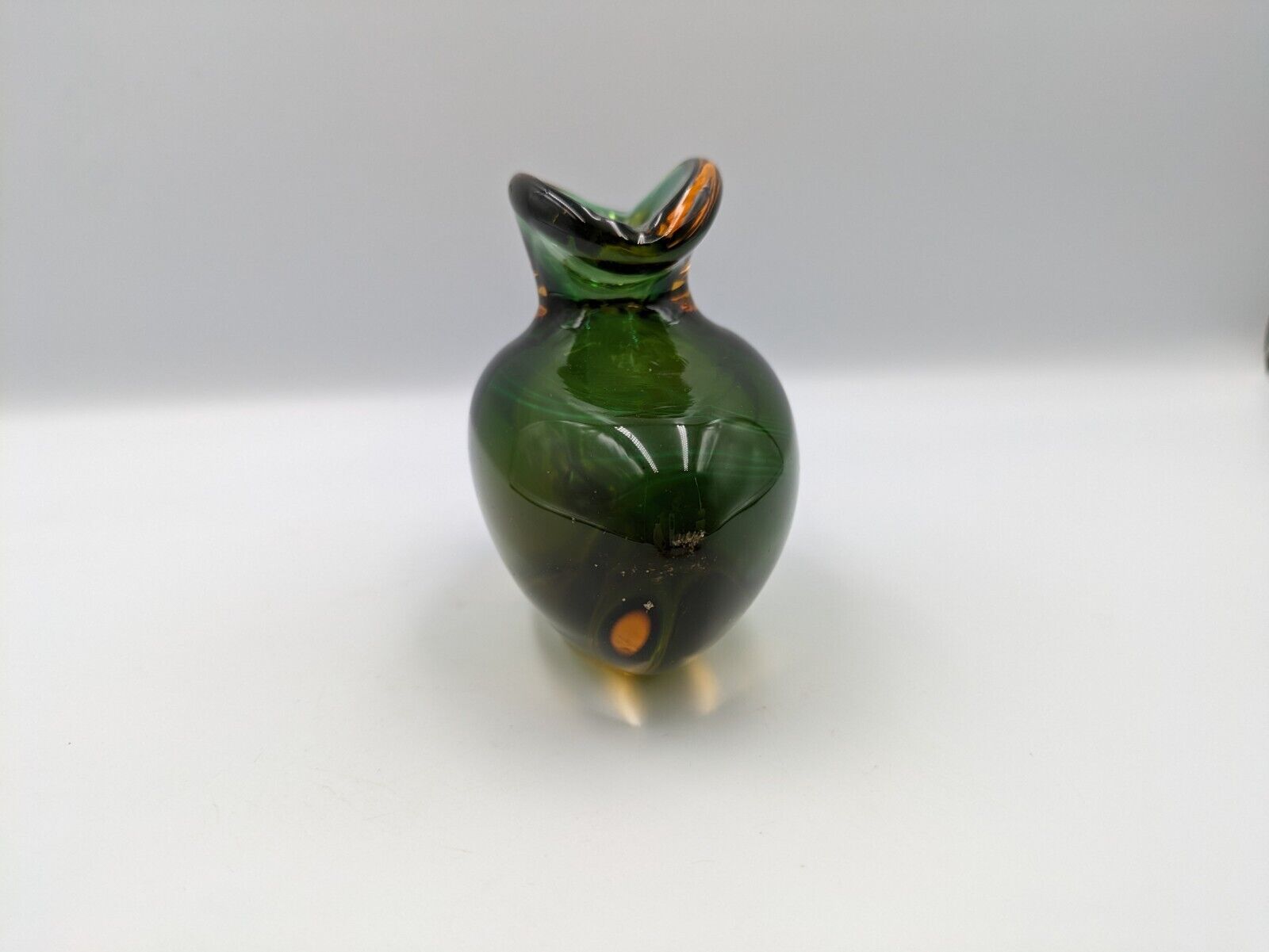 Murano Sommerso Hand Blown Art glass Green Amber Cased Italian perfume Bottle UV