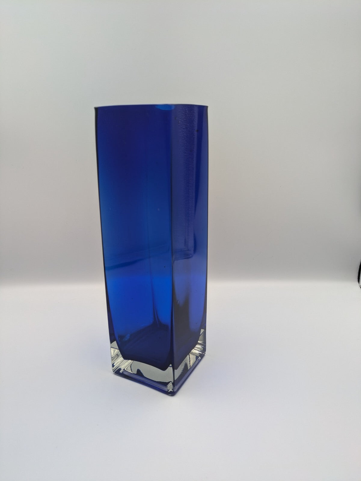 1970s Czech Bohemian Sommerso Cobalt Blue Vase by Petr Hora Square Retro Mid Cen