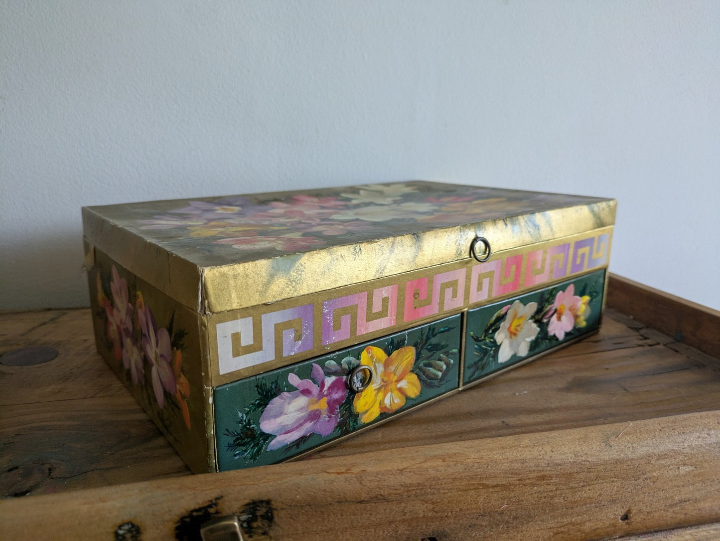 Vintage Chocolate Box Drawers To Store Jewelery Sewing Buttons Craft Cardboard.