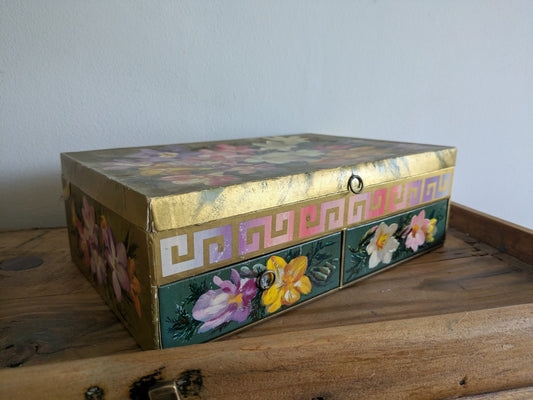 Vintage Chocolate Box Drawers To Store Jewelery Sewing Buttons Craft Cardboard.