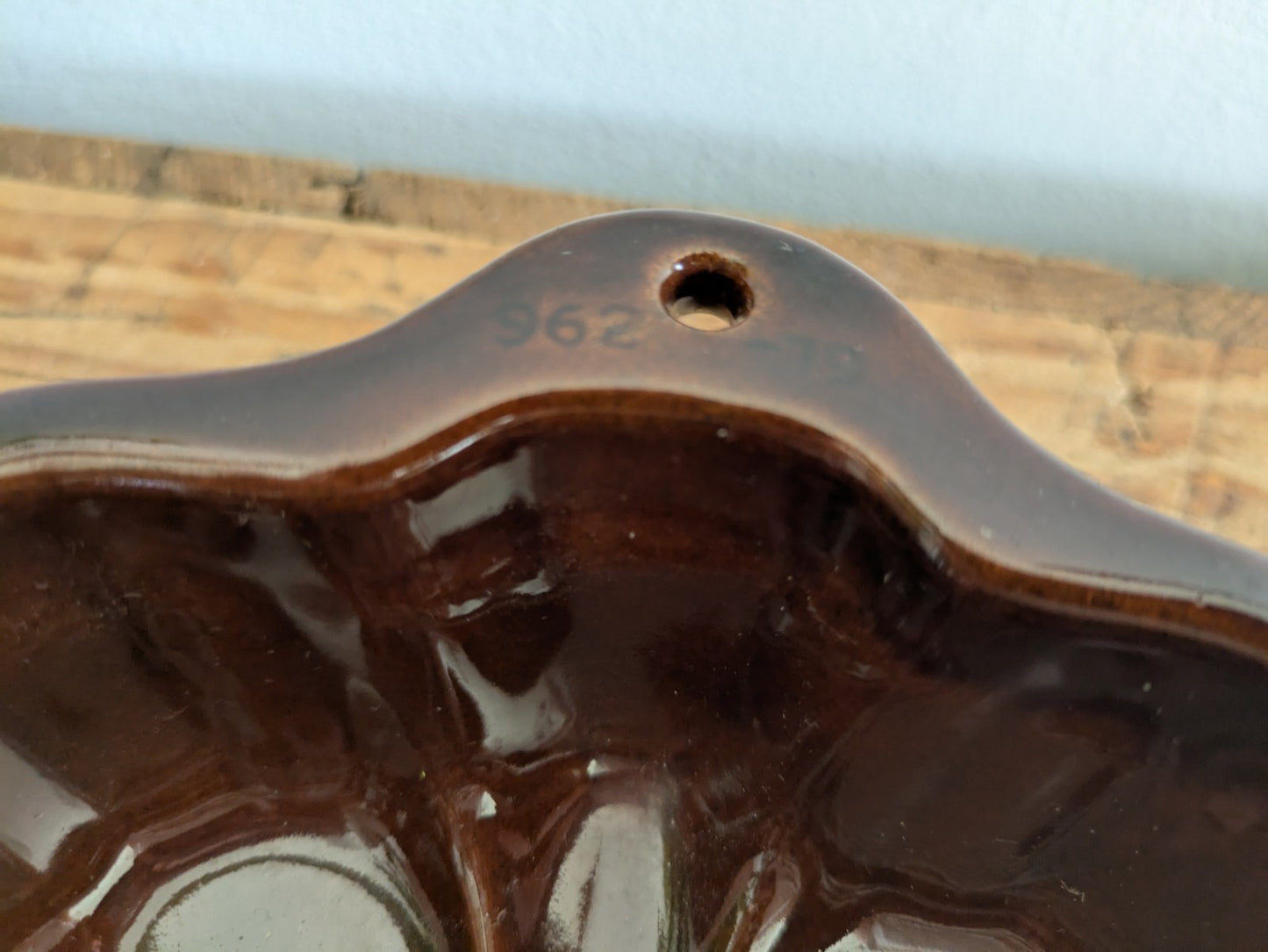 Keramik Germany 1 Backform Clover Leaf Pudding Brown Pottery Cake Mould Vgc Vtg