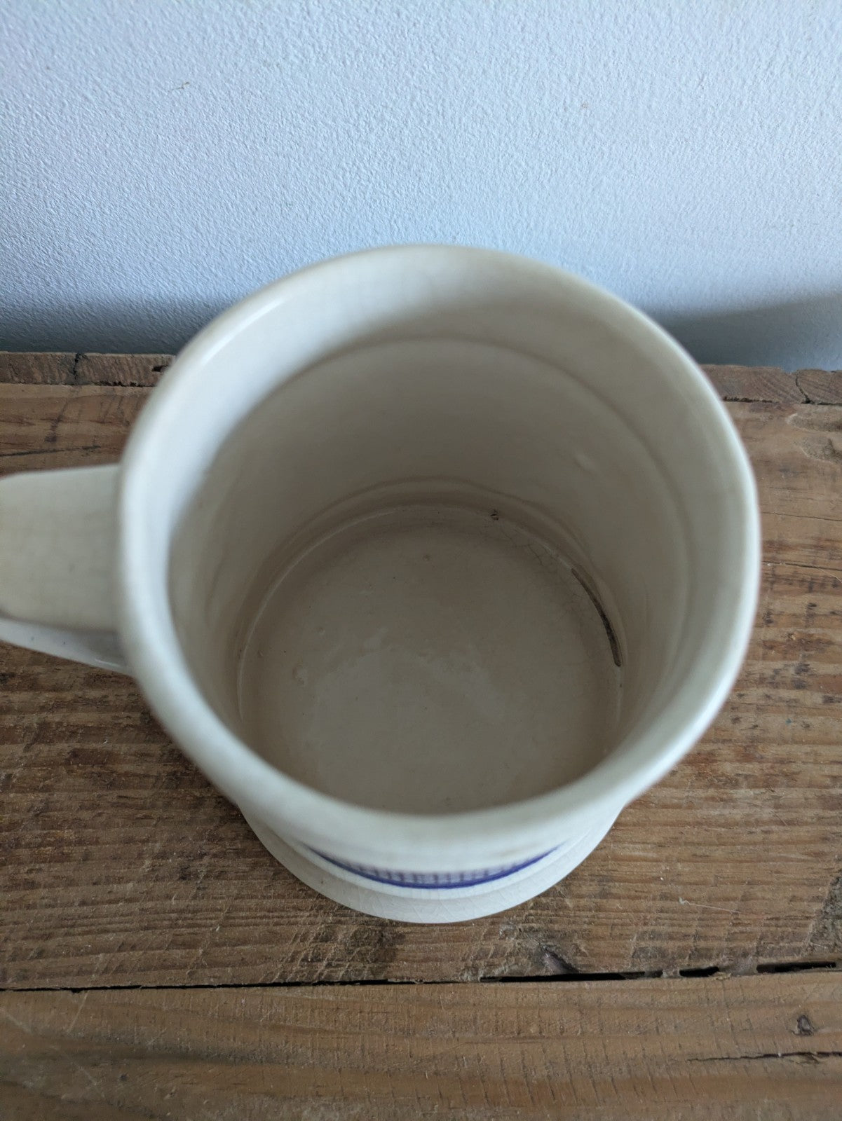 VTG Honiton Devon Pottery Blue White Crazed Mug Made in England Tankard Props Vg