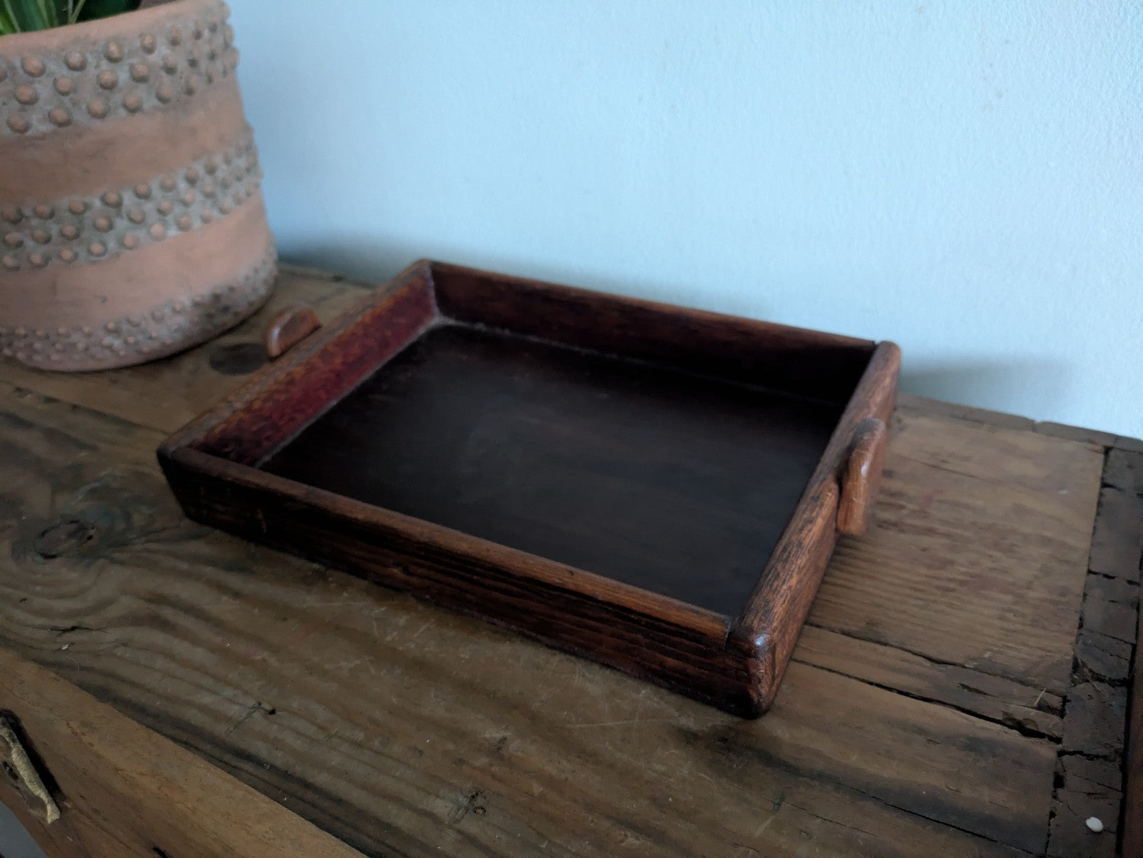 Antique Vintage Wood Tray Crate Box Craft Rare Original Old Trinket Desk Sewing 