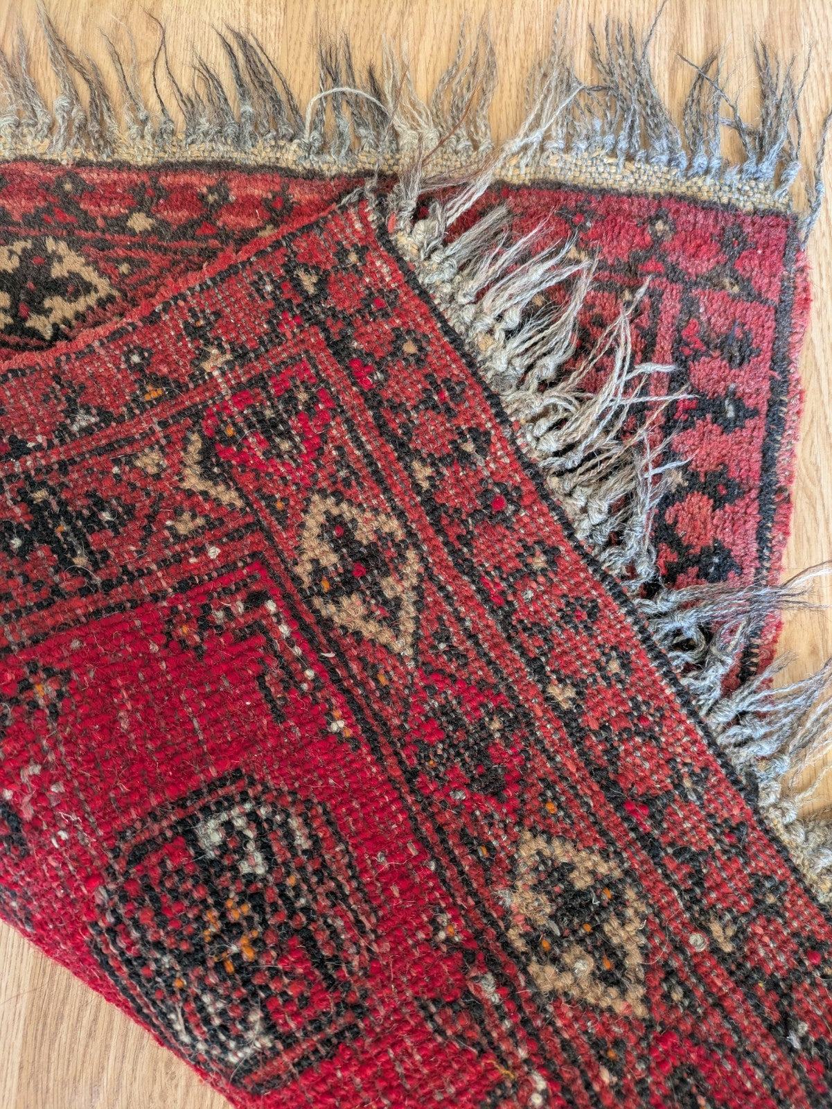 Vintage Oriental Turkish Wool Rug Red Tones 52.5cm x 64cm Eastern Kayam Carpet 