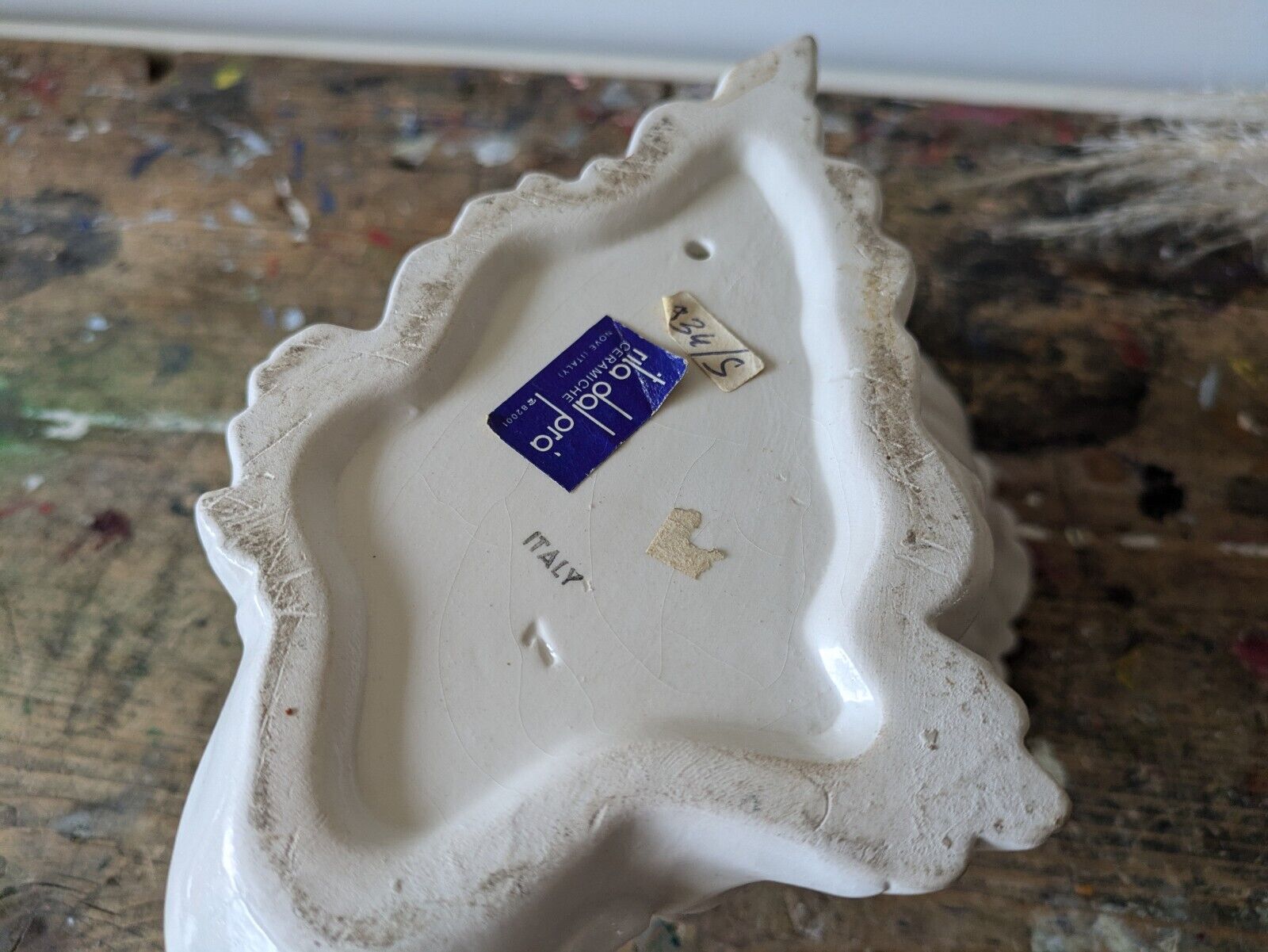 Rare Vintage Rita-Dal-Pra - Italian Ceramic Dolphin Fish White Ornamental Bowl