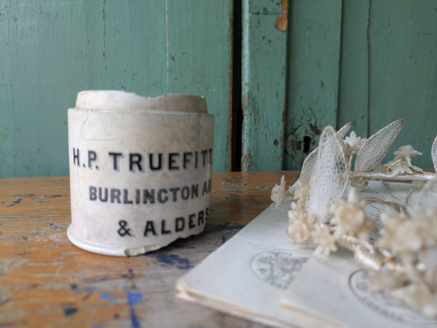 ANTIQUE c1890s H.P. TRUEFITT BURLINGTON ARCADE LONDON & ALDERSHOT COLD CREAM POT