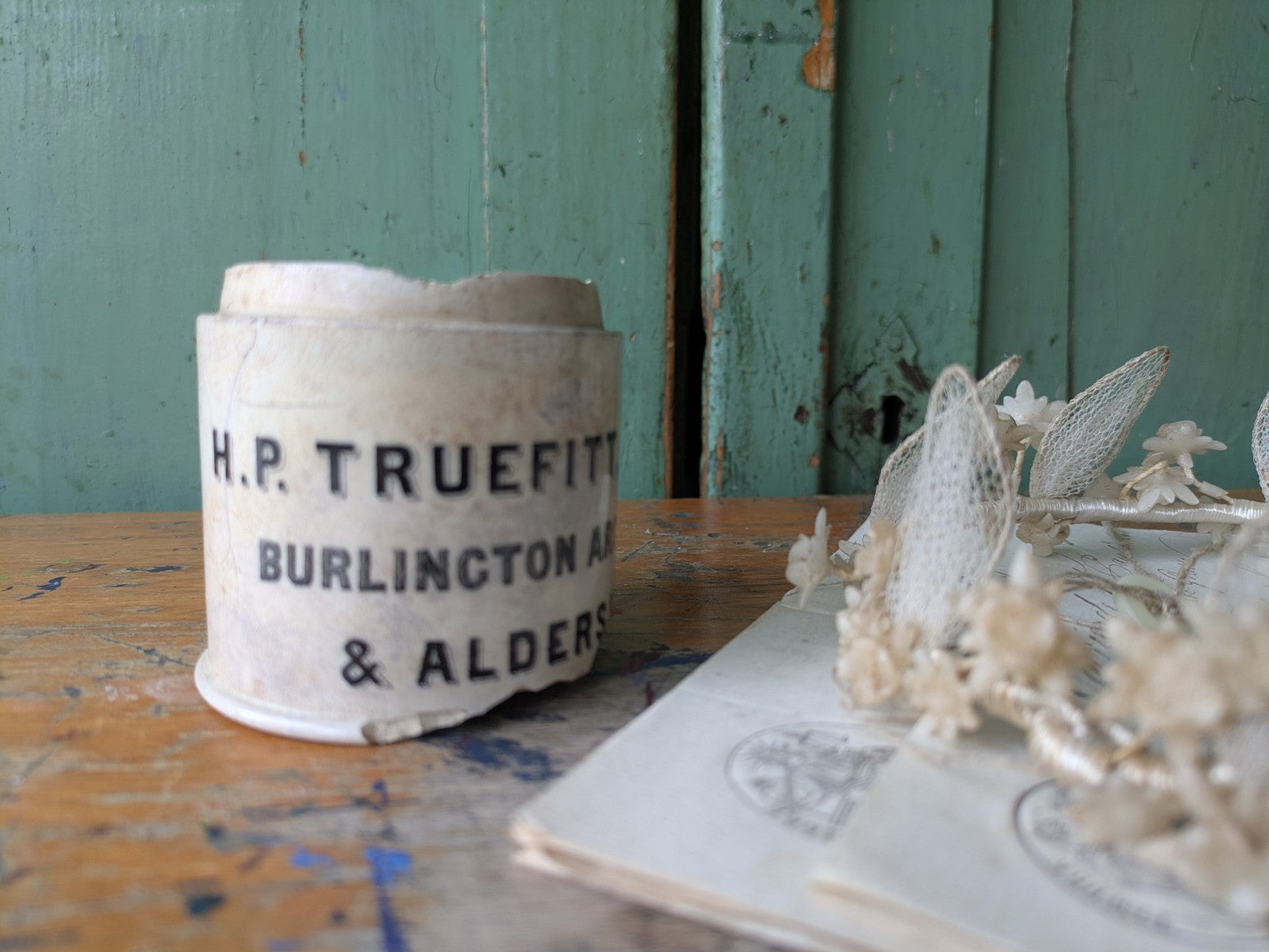ANTIQUE c1890s H.P. TRUEFITT BURLINGTON ARCADE LONDON & ALDERSHOT COLD CREAM POT