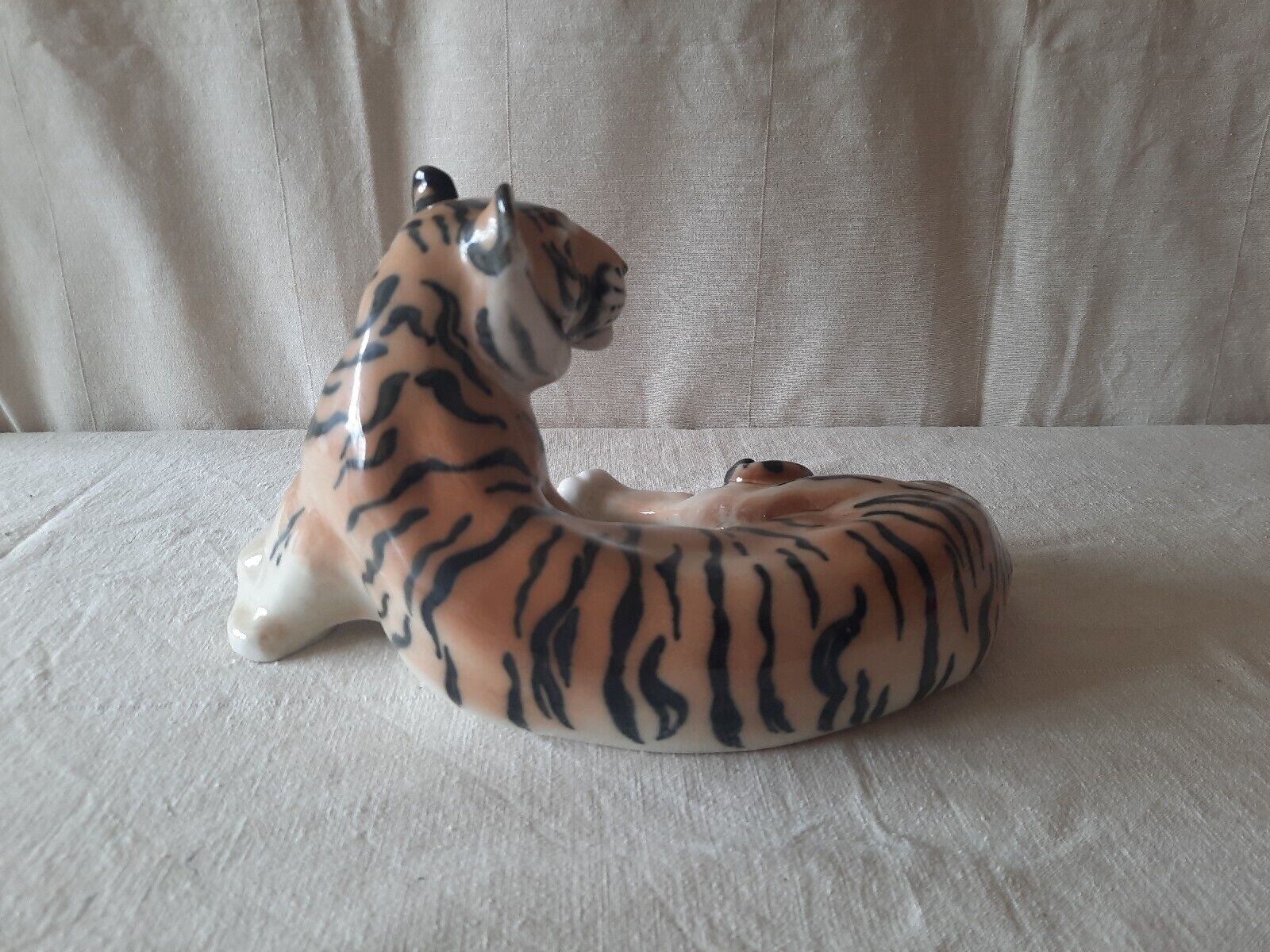 Rare Large Russian Lomonosov Tiger Ceramic Figurine Kitsch Collectible Mcm  Vtg