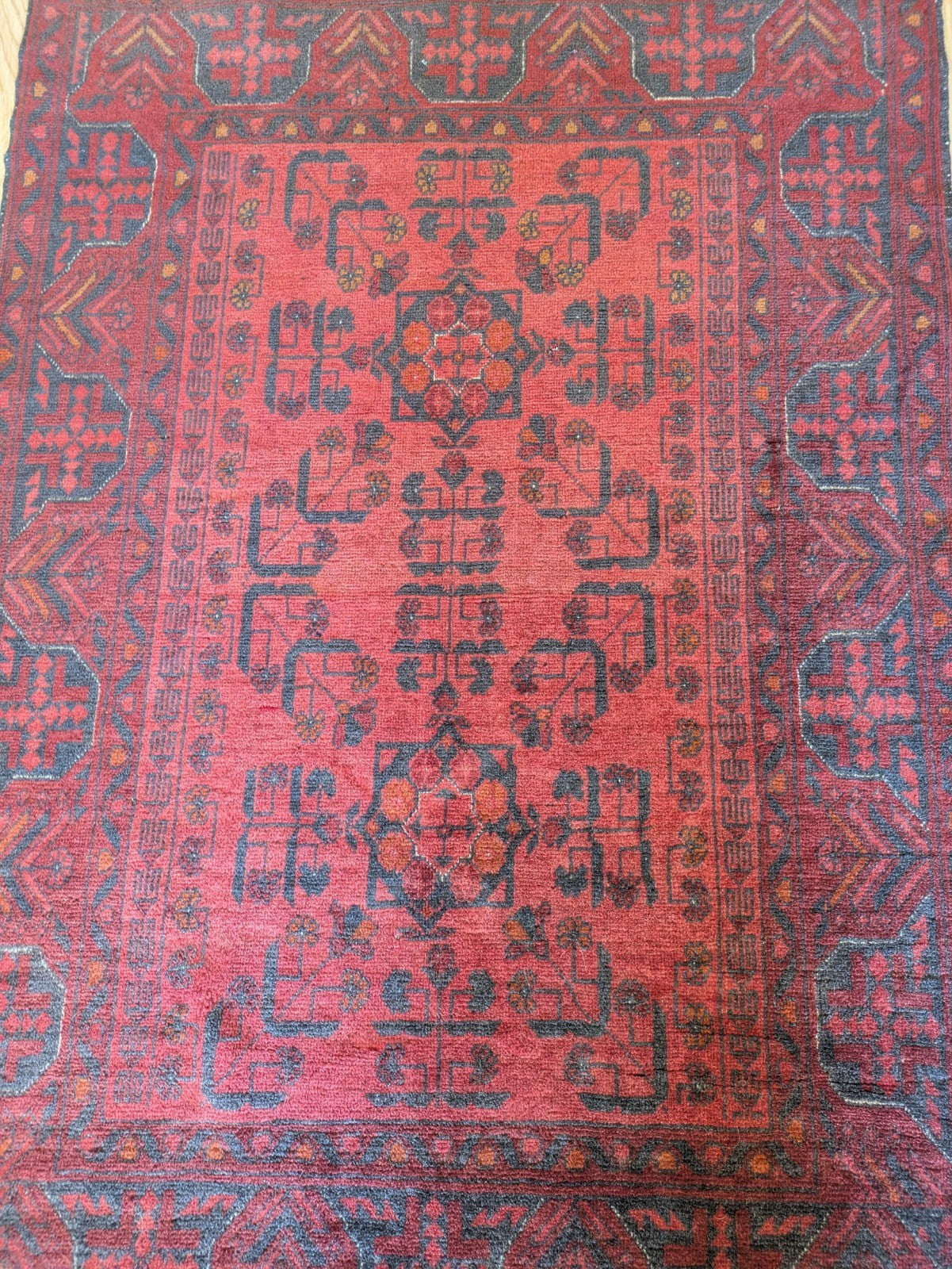 Afghan Handwoven Oriental Rug 151x99cm Top Condition Oriental Carpet Rug Red Lrg