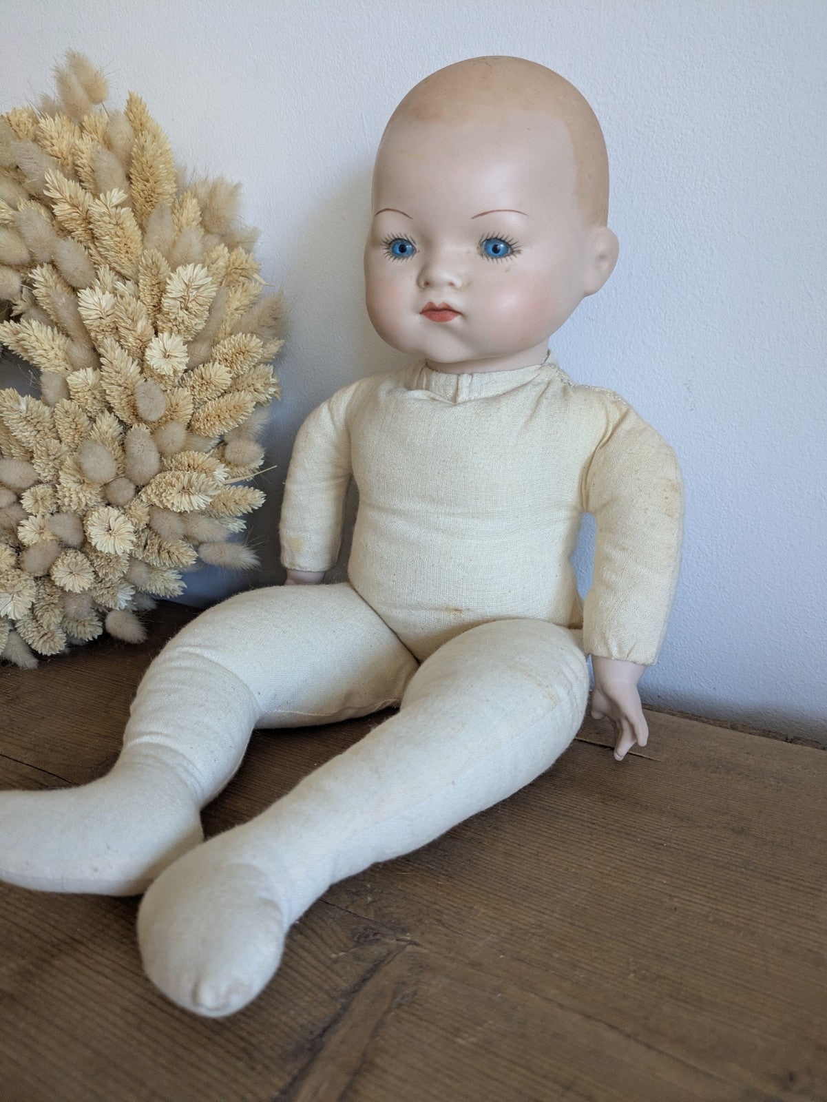 Armand Marseille Am Germany Bisque Doll Baby Cloth Body AM 341 Vintage Toy Prop