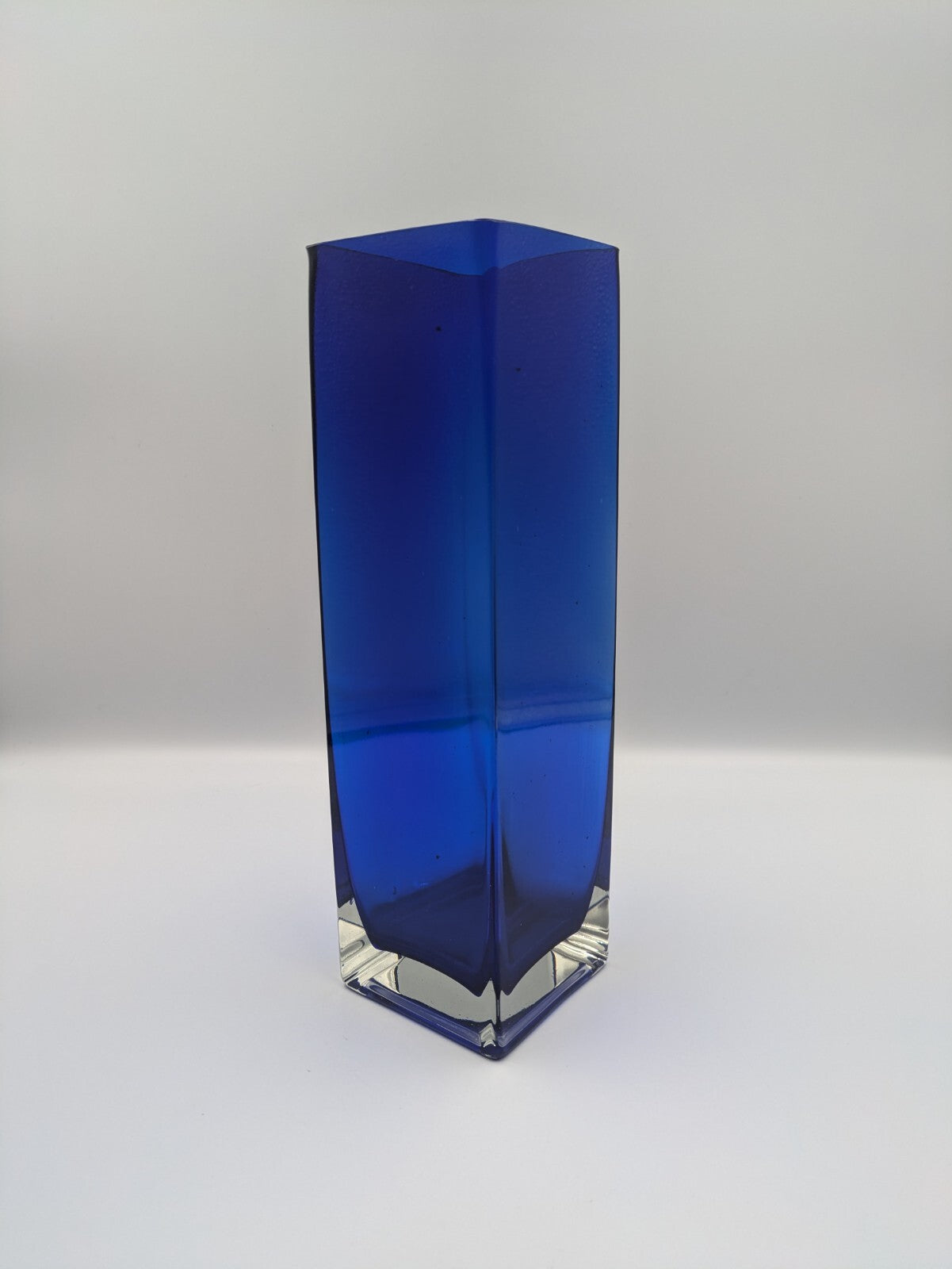 1970s Czech Bohemian Sommerso Cobalt Blue Vase by Petr Hora Square Retro Mid Cen
