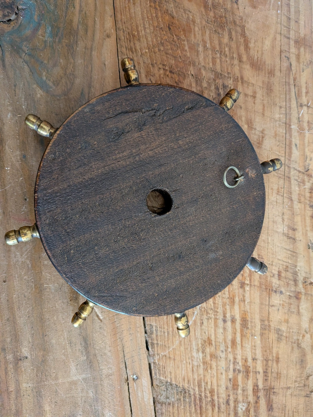 Antique Porthole Maritime Mirror Solid Oak Small Ships Wheel Nautical 1920s Vtg!