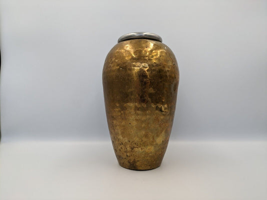 Vintage Hammered real Brass Pewter Vase Rare Indian Antique Tall Decor Old Vgc