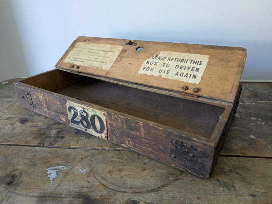 1940s VTG Bus Wooden Box Lid Compartment Storage Crate Display Artist Tool Chest
