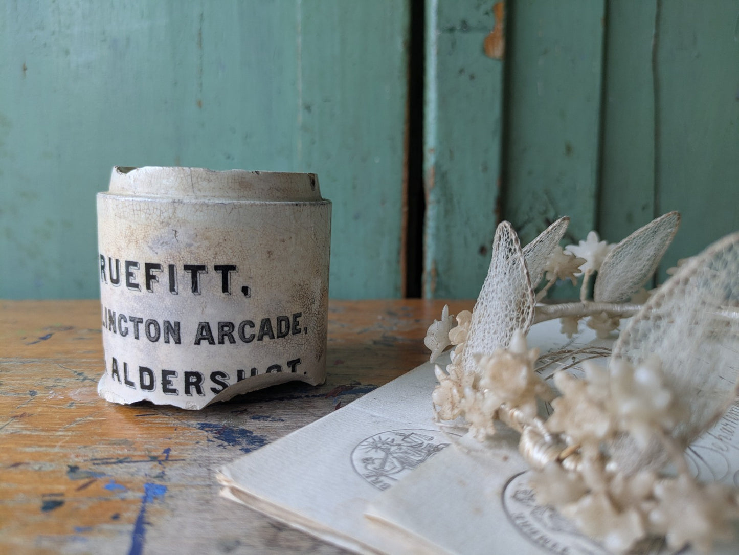 ANTIQUE c1890s H.P. TRUEFITT BURLINGTON ARCADE LONDON & ALDERSHOT COLD CREAM POT