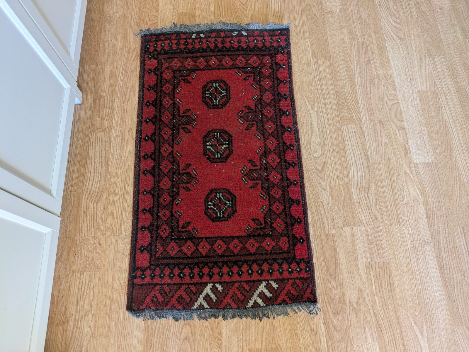 Vintage Oriental Turkish Wool Rug Red Tones 48.5 x 90cm Eastern Kayam Carpet 