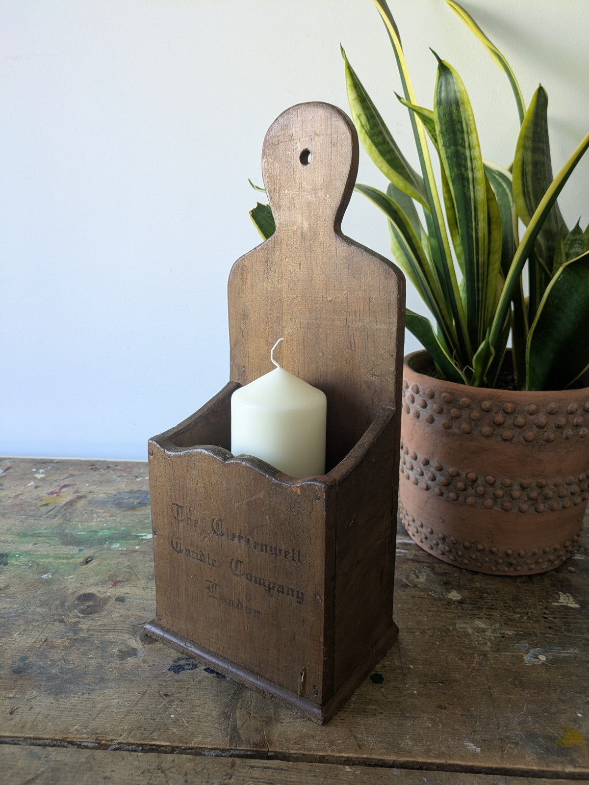 RUSTIC WOODEN COUNTRY HOUSE GOTHIC CHURCH STYLE CANDLE BOX WALL SCONCE VTG STYLE