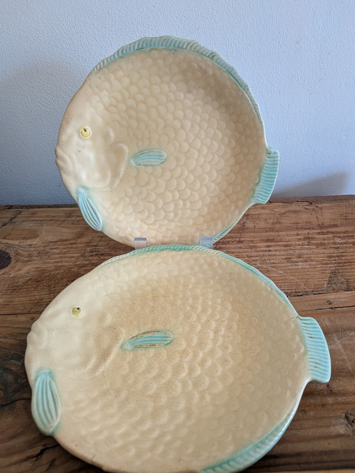 2x Shorter & Son Ltd Fish Shaped Ceramic Plates Set Tableware Clarice Cliff