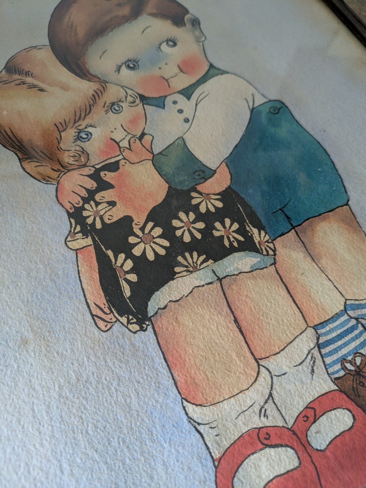 Vintage Mabel Lucie Attwell Copy Painting 1920s/30s Signed JR Gotobed Retro Vgc