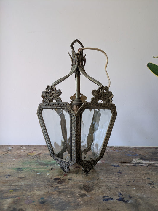 Vintage Antique French Rococo Style Brass Hall Lantern Pendant Ceiling Light Vgc