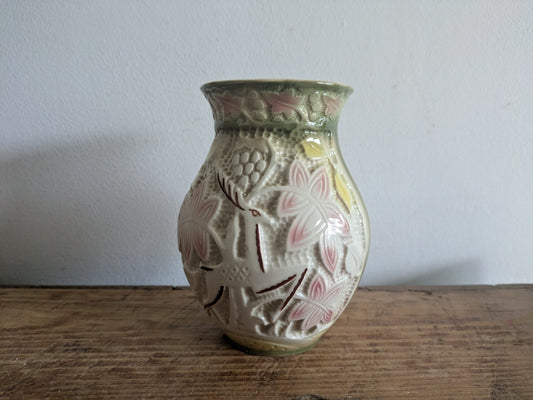 Vintage Crown Devon Vase Art Deco Leaping Deer Shorter & Son Large Ceramic Old