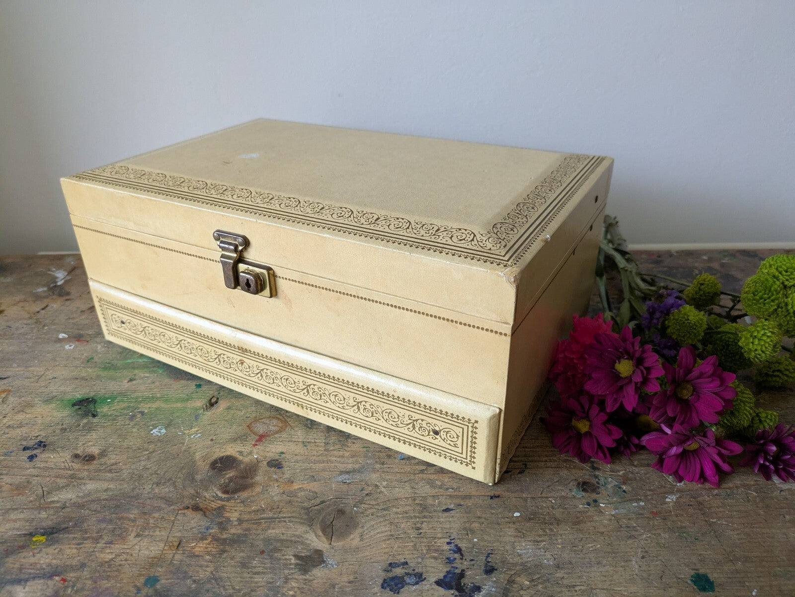 Vintage MELE 3 Tier Jewellery Box Faux Leather Made in U.S.A 1950s Red Velvet