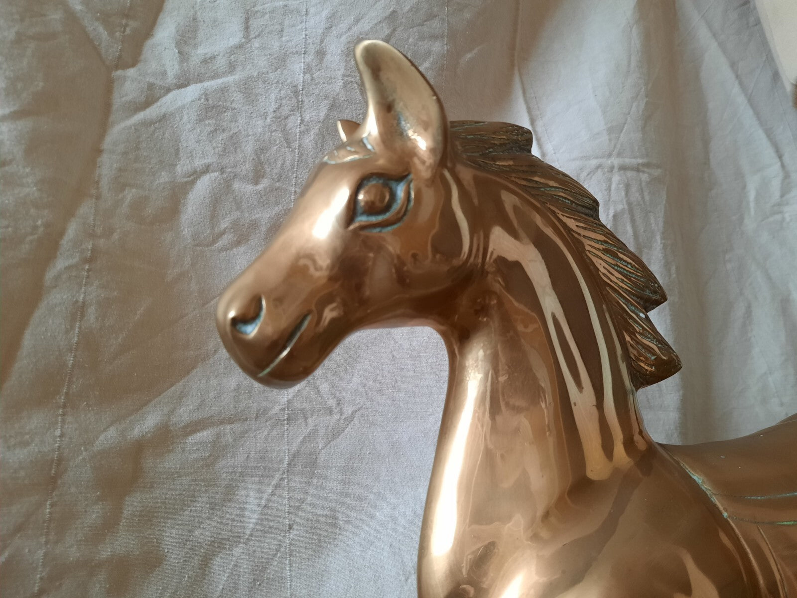 Large Solid Heavy Brass Rocking Horse Ornament 21"H equestrian decor antique old