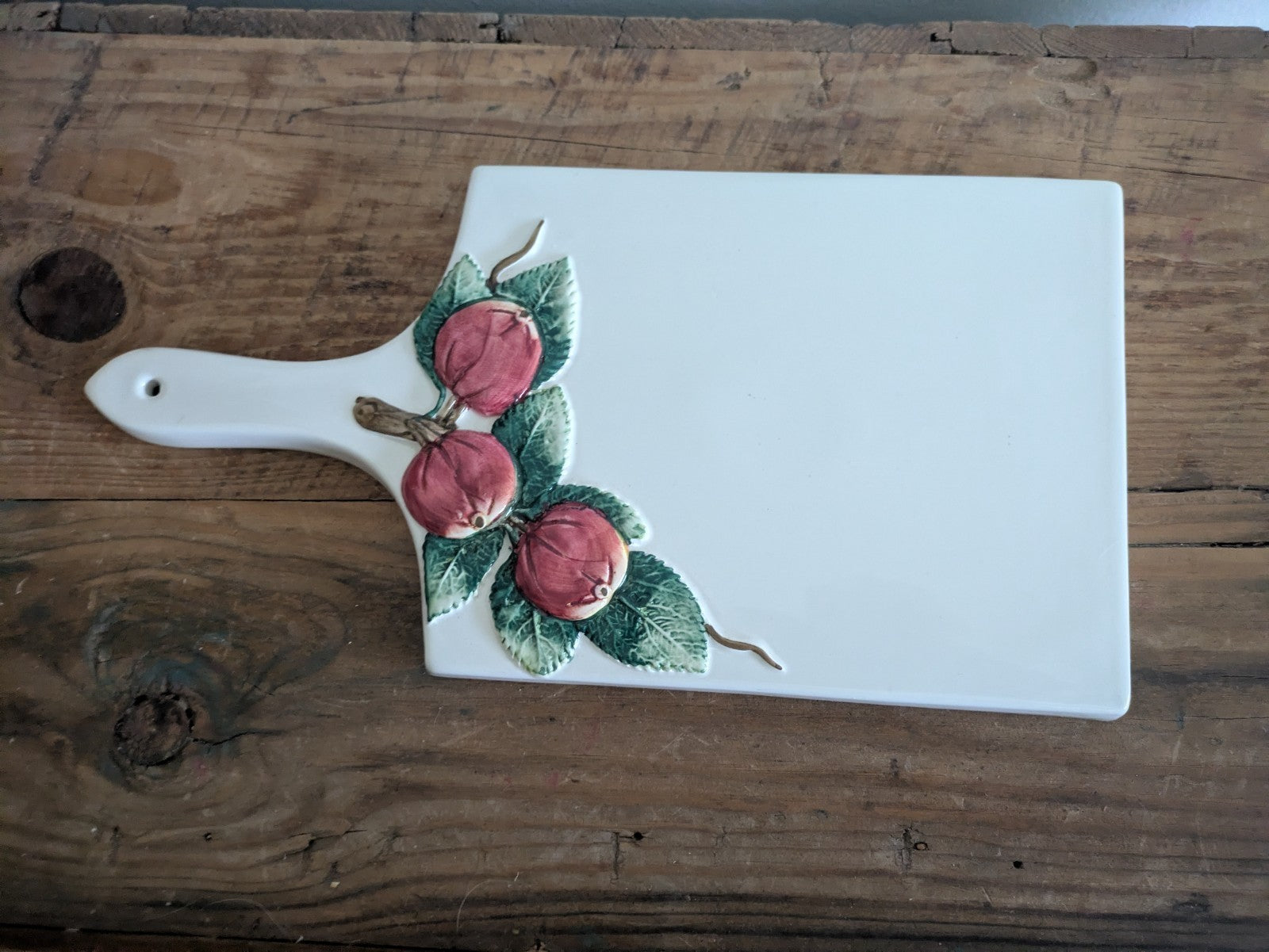 Made Italy Bassano Ceramic Cutting Chopping Board Wall Decor Kitchen Vtg Apples